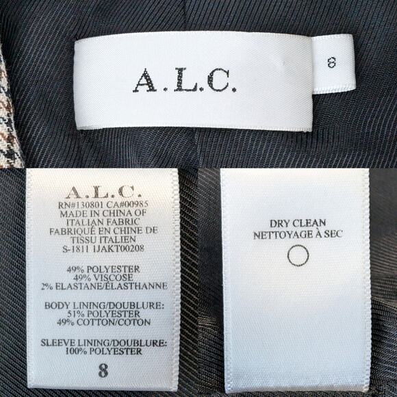 A.L.C. Sedgwick II Double Breasted Gold Button Houndstooth Tailored Blazer 8 - Picture 7 of 13